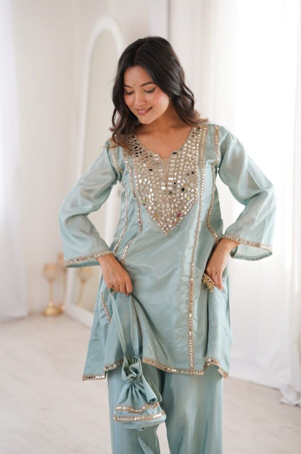 LW-9326_5.jpg Premium Misty Blue Real Mirror Work Suit Set in HO Fabric