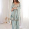 LW-9326_6.jpg Premium Misty Blue Real Mirror Work Suit Set in HO Fabric