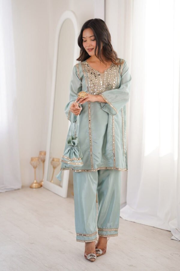 LW-9326_6.jpg Premium Misty Blue Real Mirror Work Suit Set in HO Fabric