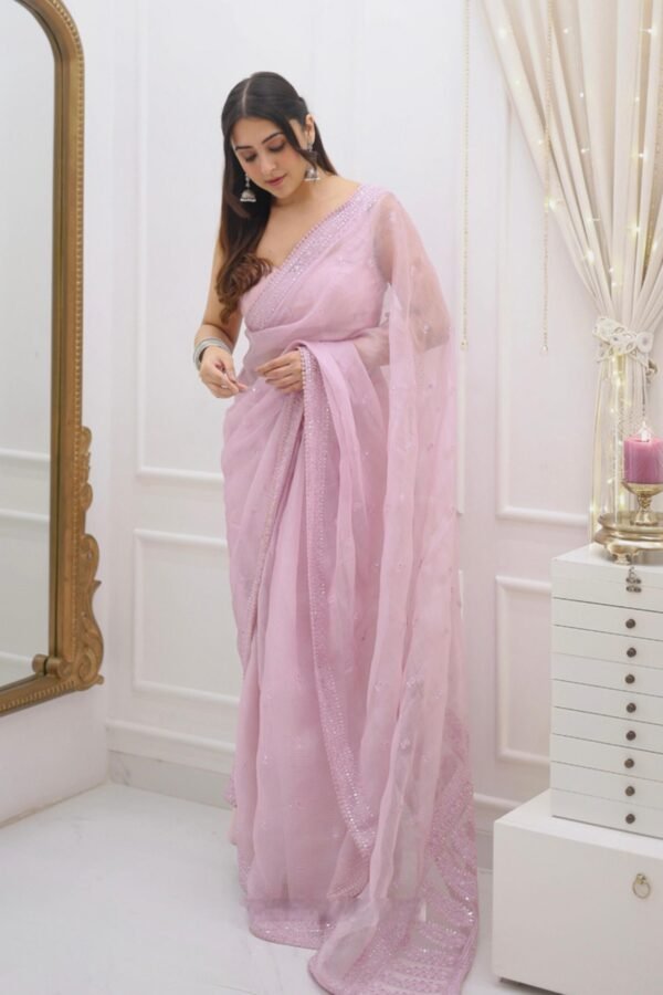 Bollywood Style Pink Kota Chex Saree