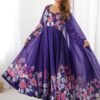 Royal Purple Organza Silk Anarkali Suit Set