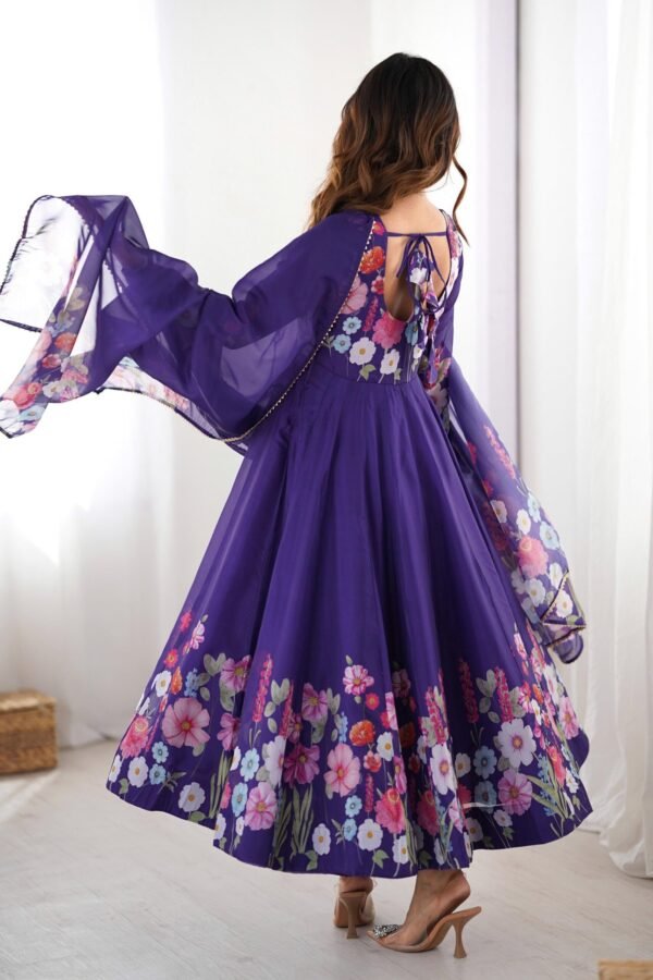 Royal Purple Organza Silk Anarkali Suit Set