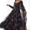 NKB-26BLACK_3.jpg Ready-to-Wear Black Floral Gown with Dupatta
