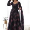 NKB-26BLACK_5.jpg Ready-to-Wear Black Floral Gown with Dupatta