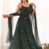 NKB-31DARKGREEN_3.jpg Green Bandhej Print Chiffon Gown with Dupatta - Lightweight & Flowy