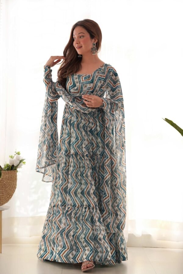 NKB-41BLUE_1.jpg Suratikart Light Blue Zigzag Print Georgette Gown with Dupatta