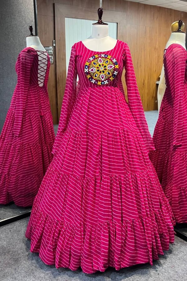 NKB-43_13.jpg Rani Pink Laheriya Print Traditional Gown