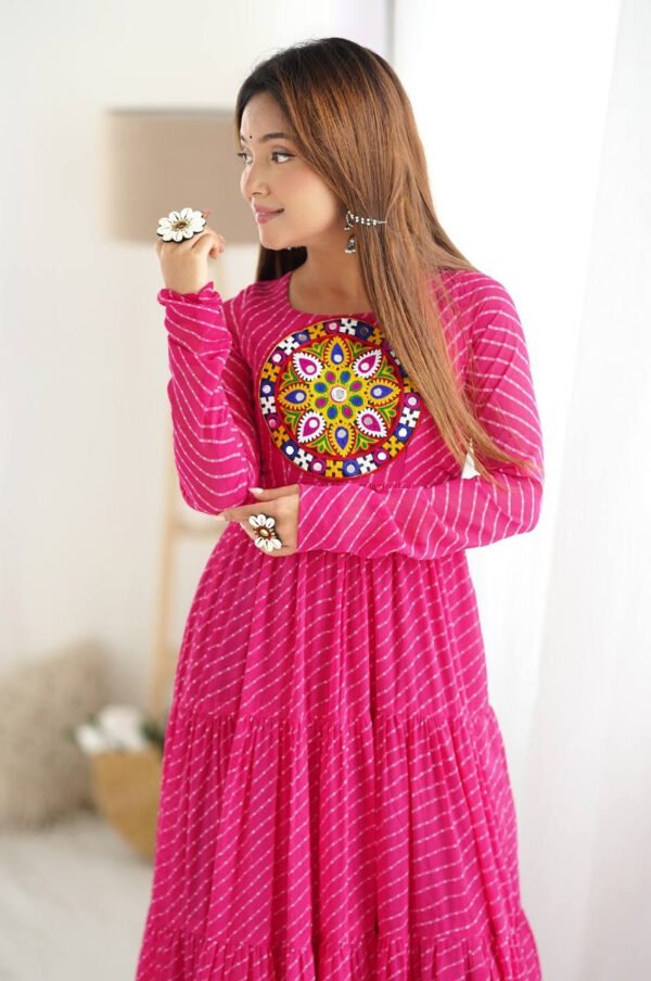 NKB-43_14.jpg Rani Pink Laheriya Print Traditional Gown