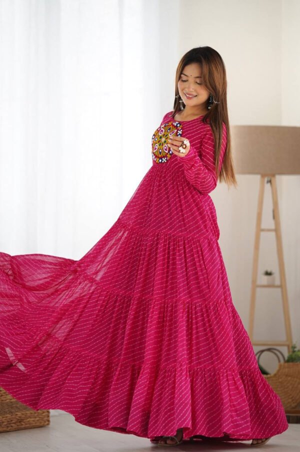 NKB-43_16.jpg Rani Pink Laheriya Print Traditional Gown