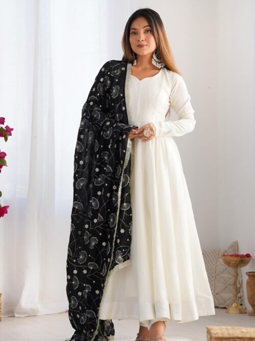 Black Vichitra Silk Anarkali Suit Set