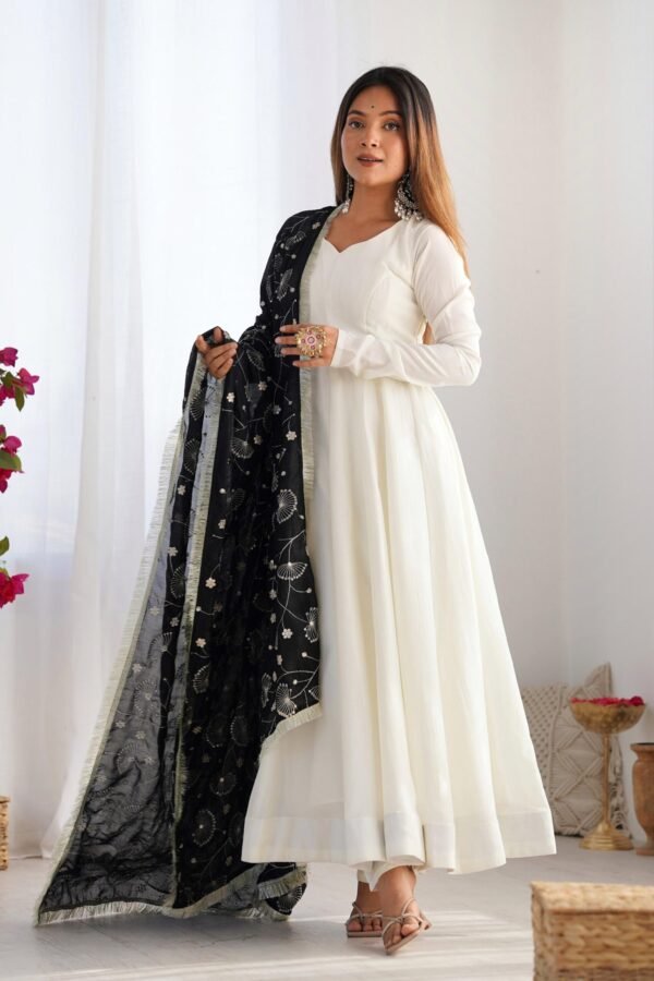Black Vichitra Silk Anarkali Suit Set