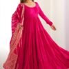 Elegant Roman Silk Chanderi Anarkali Suit Set with Banarasi Jacquard Dupatta
