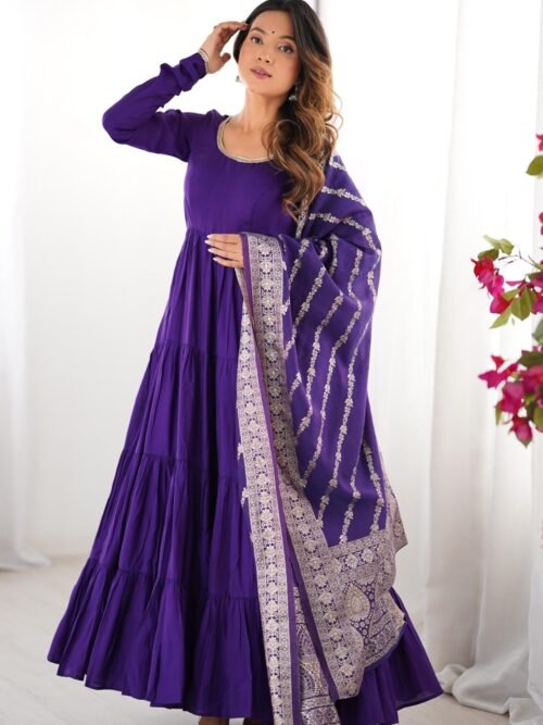 NKB-47PURPLE_4_2d076f6a-8e97-4df7-849e-182594ecb21c.jpg Purple Roman Silk Four-Layer Anarkali Gown Set