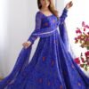 Royal Blue Bandhej Print Anarkali Suit Set