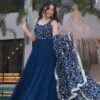 Neha Bhandari Teal Blue Anarkali Gown for Special Occasions