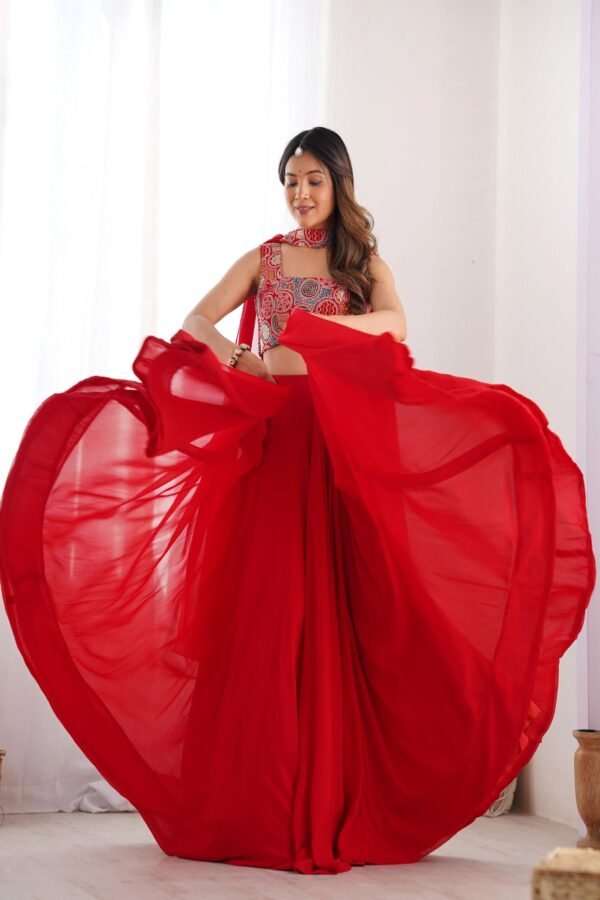 NKB-50RED_1.jpg Red Color Fully Flared Lehenga Choli with Exquisite Embroidery