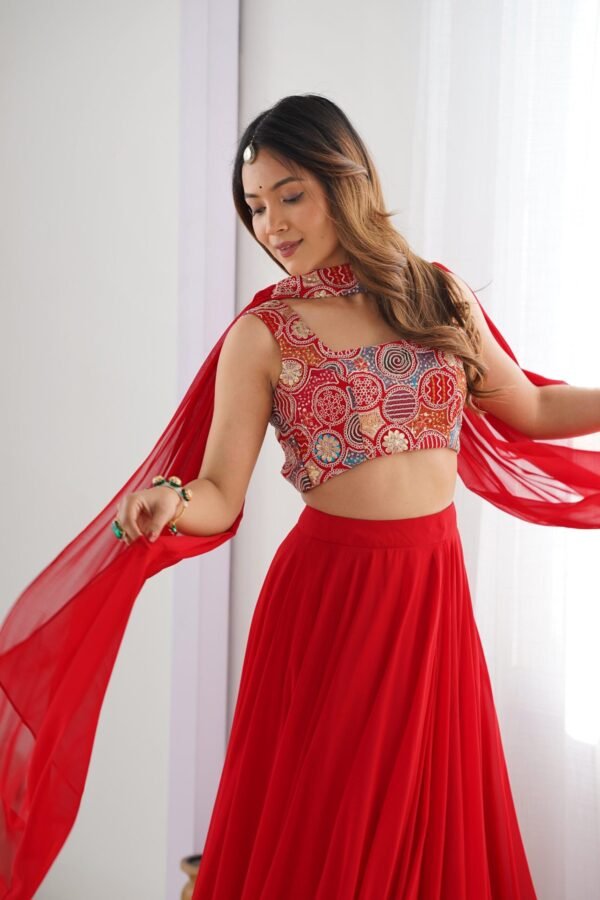 NKB-50RED_3.jpg Red Color Fully Flared Lehenga Choli with Exquisite Embroidery