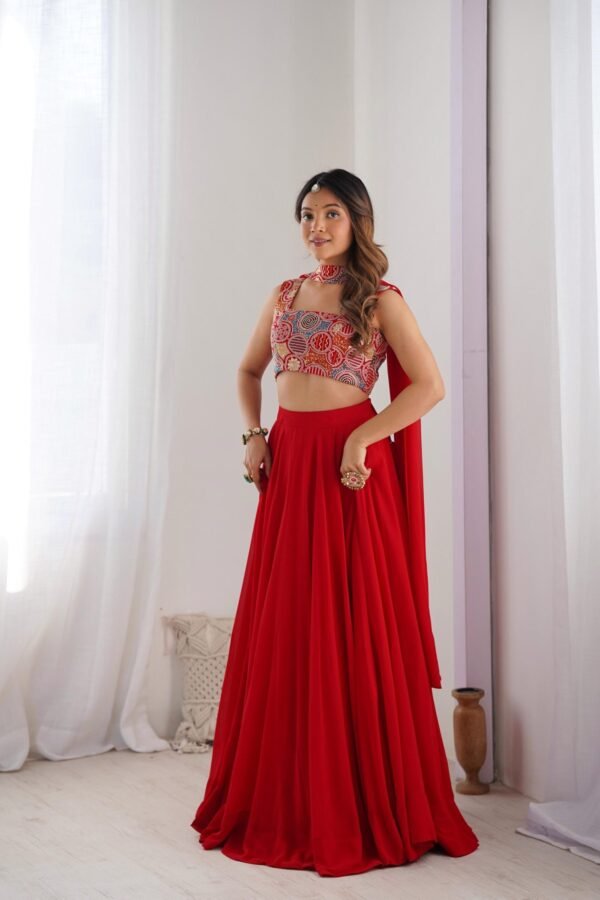 NKB-50RED_5.jpg Red Color Fully Flared Lehenga Choli with Exquisite Embroidery