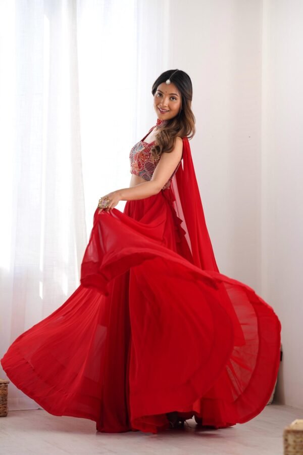 NKB-50RED_6.jpg Red Color Fully Flared Lehenga Choli with Exquisite Embroidery