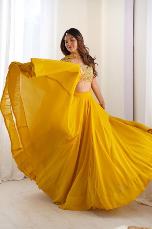 NKB-50YELLOW_3.jpg Yellow Color Fully Flared Lehenga Choli with Intricate Embroidery