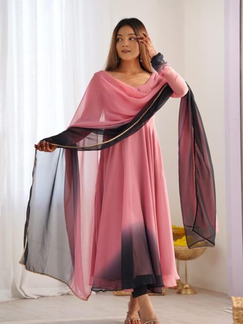 NKB-51PINK_3.jpg Elegant Pink Fox Georgette Anarkali Suit