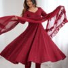 Maroon Color Lucknowi Sequence Work Anarkali Suit