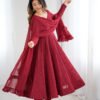Maroon Color Lucknowi Sequence Work Anarkali Suit