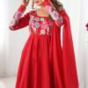 Red Organza Anarkali Suit Set