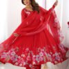 Red Organza Anarkali Suit Set