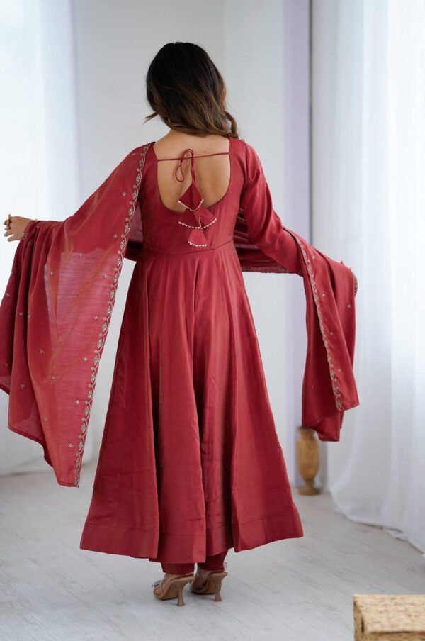 Carmine Roman Chanderi Silk Anarkali Suit