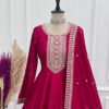 Rani Pink Vichitra Silk Anarkali Gown
