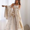White Banarasi Jacquard Dola Silk Anarkali Suit