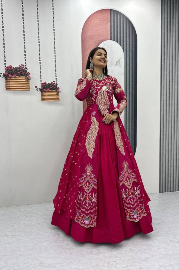 Pc-528_16.jpg Crimson Color Crop Top Lehenga with Embroidered Shrug