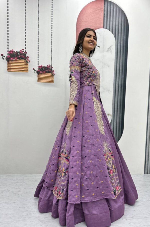 Boho Lavender Crop Top Lehenga with Embroidered Shrug