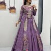 Boho Lavender Crop Top Lehenga with Embroidered Shrug