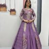 Boho Lavender Crop Top Lehenga with Embroidered Shrug