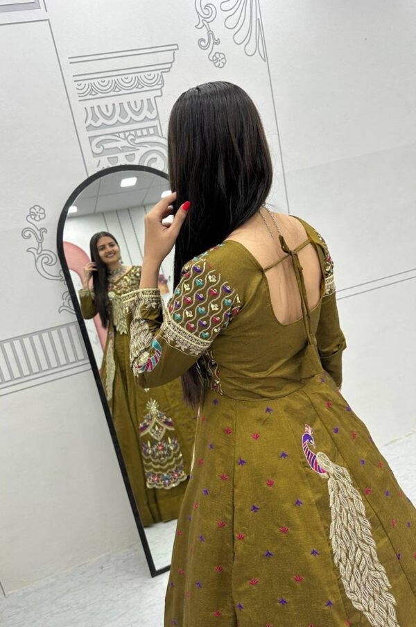 Pc-528_5.jpg Mustard Green Crop Top Lehenga with Embroidered Shrug