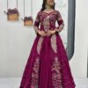 Tyrian Purple Crop Top Lehenga Set with Heavy Embroidery & Stylish Shrug Look
