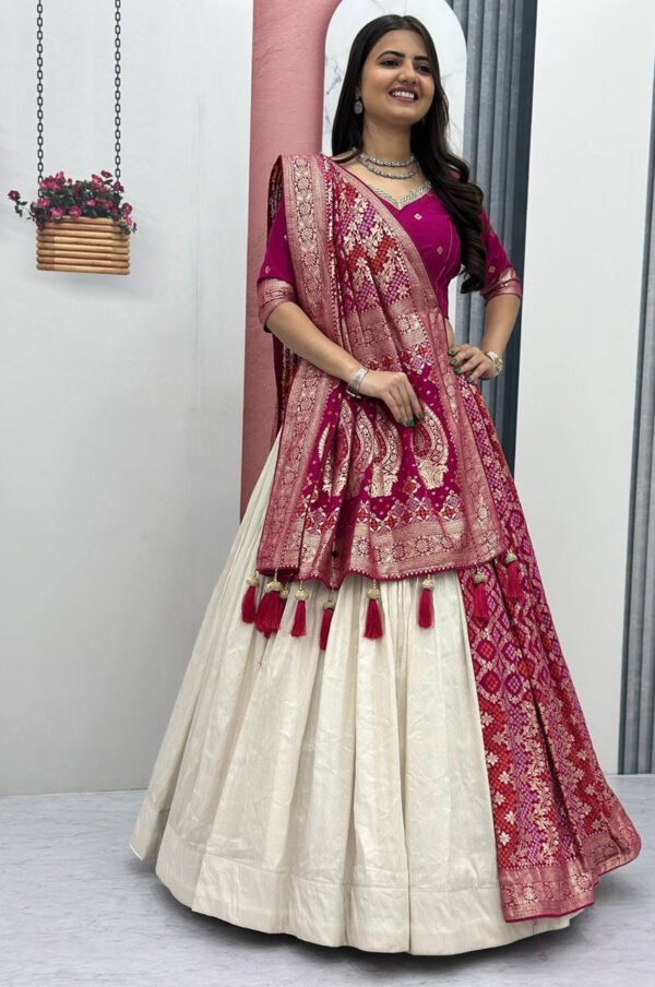 Rani Pink Lehenga Saree Set – Royal Elegance with Modern Flair
