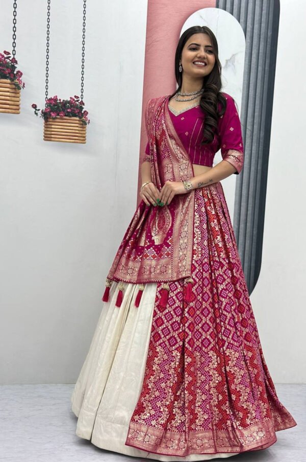 Rani Pink Lehenga Saree Set – Royal Elegance with Modern Flair