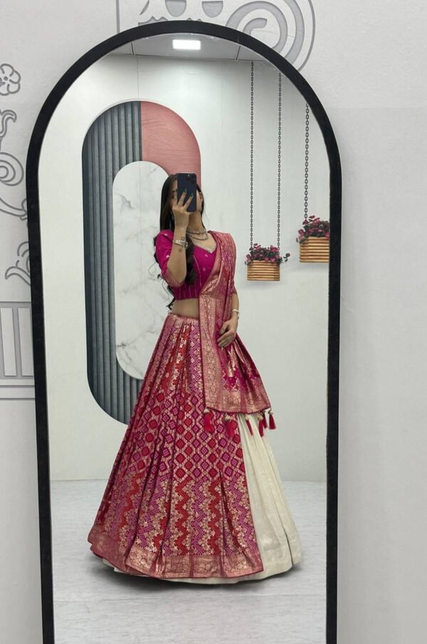 Rani Pink Lehenga Saree Set – Royal Elegance with Modern Flair