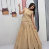 Pc-569_3.jpg Dark Tan Crunchy Silk Lehenga Set with 3.5 Meter Flair & Heavy Sequins Jacket