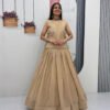 Pc-569_4.jpg Dark Tan Crunchy Silk Lehenga Set with 3.5 Meter Flair & Heavy Sequins Jacket