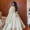 Neha Bhandari Elegant White Chinon Anarkali Suit Set
