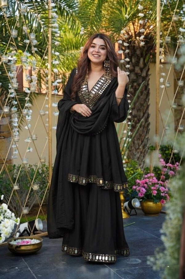 RTC-5942_2.jpg Black Shishmahal Cosmos Silk Palazzo Suit