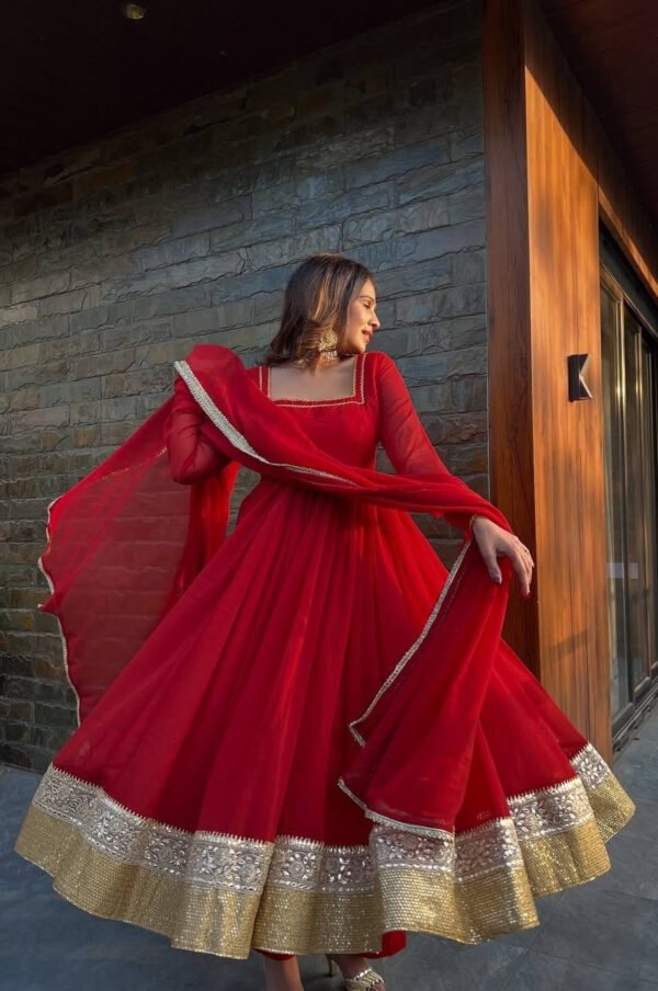 Red Wedding Wear Anarkali Gown