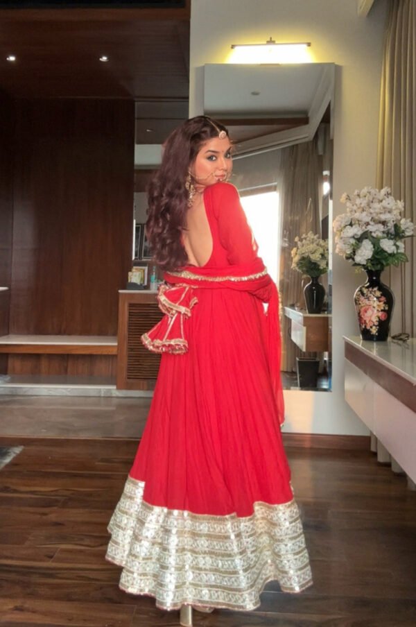 Red Color Wedding Wear Anarkali Suit Set
