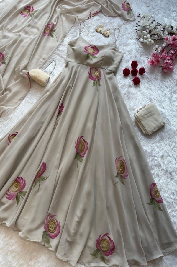 SCnx1193_1.jpg Dusty Brown Faux Georgette Handpainted Anarkali Suit