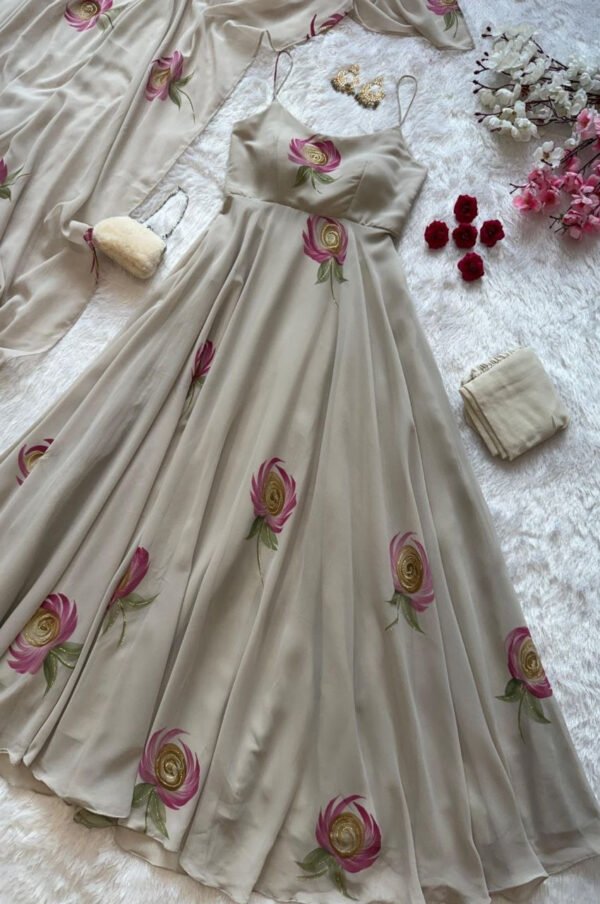 SCnx1193_3.jpg Dusty Brown Faux Georgette Handpainted Anarkali Suit