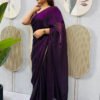 SG-239_22.jpg Purple Space Silk Gown Saree with Beads Lace & Dupatta